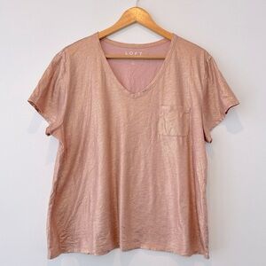 Like new LOFT rose gold metallic tee Size XL